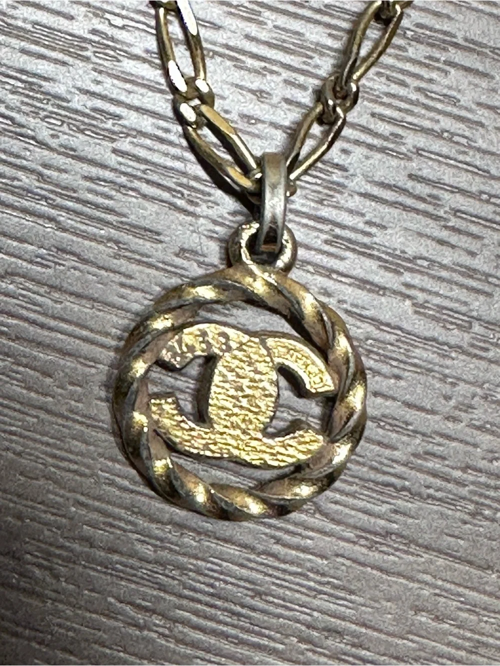 Auth CHANEL CC Logo Necklace Gold/Silver Metal/Rhinestone